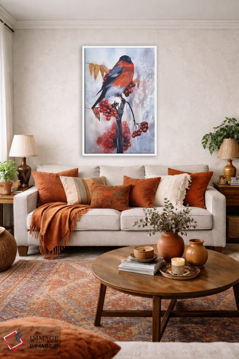 تابلو دکوراتیو سینه سرخ اثر لیام کوموات - D2W