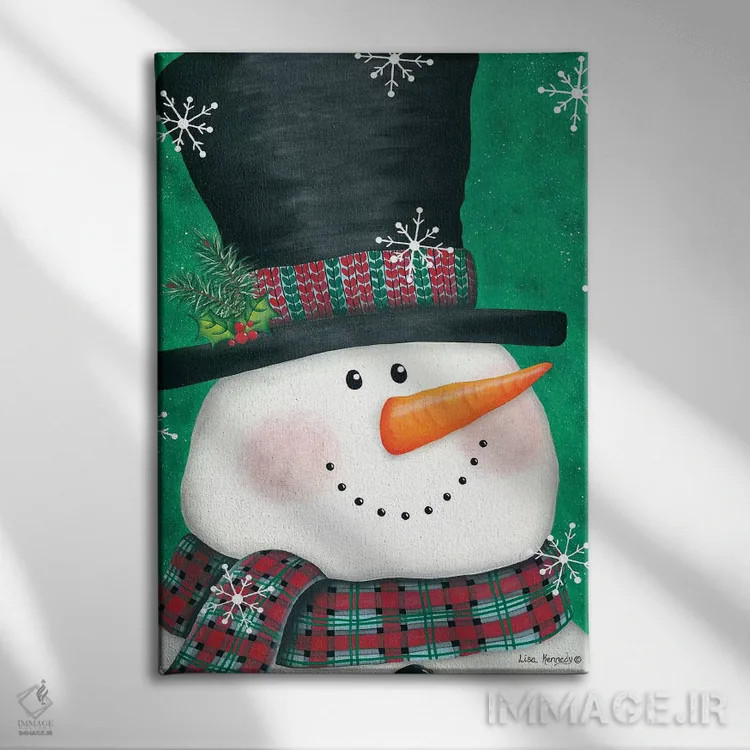 تابلو دکوراتیو آدم برفی پرتره اثر لیزا کندی - نمای روبهرو روی دیوار