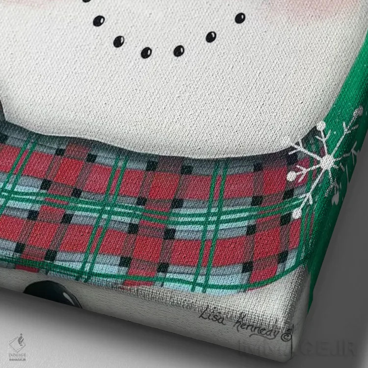 تابلو دکوراتیو آدم برفی پرتره اثر لیزا کندی - نمای نزدیک بافت بوم