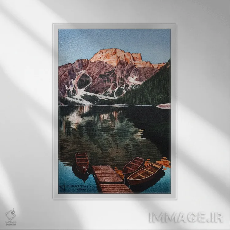 تابلو دکوراتیو تلالو اثر لیام کوموات - نمای قابدار سفید