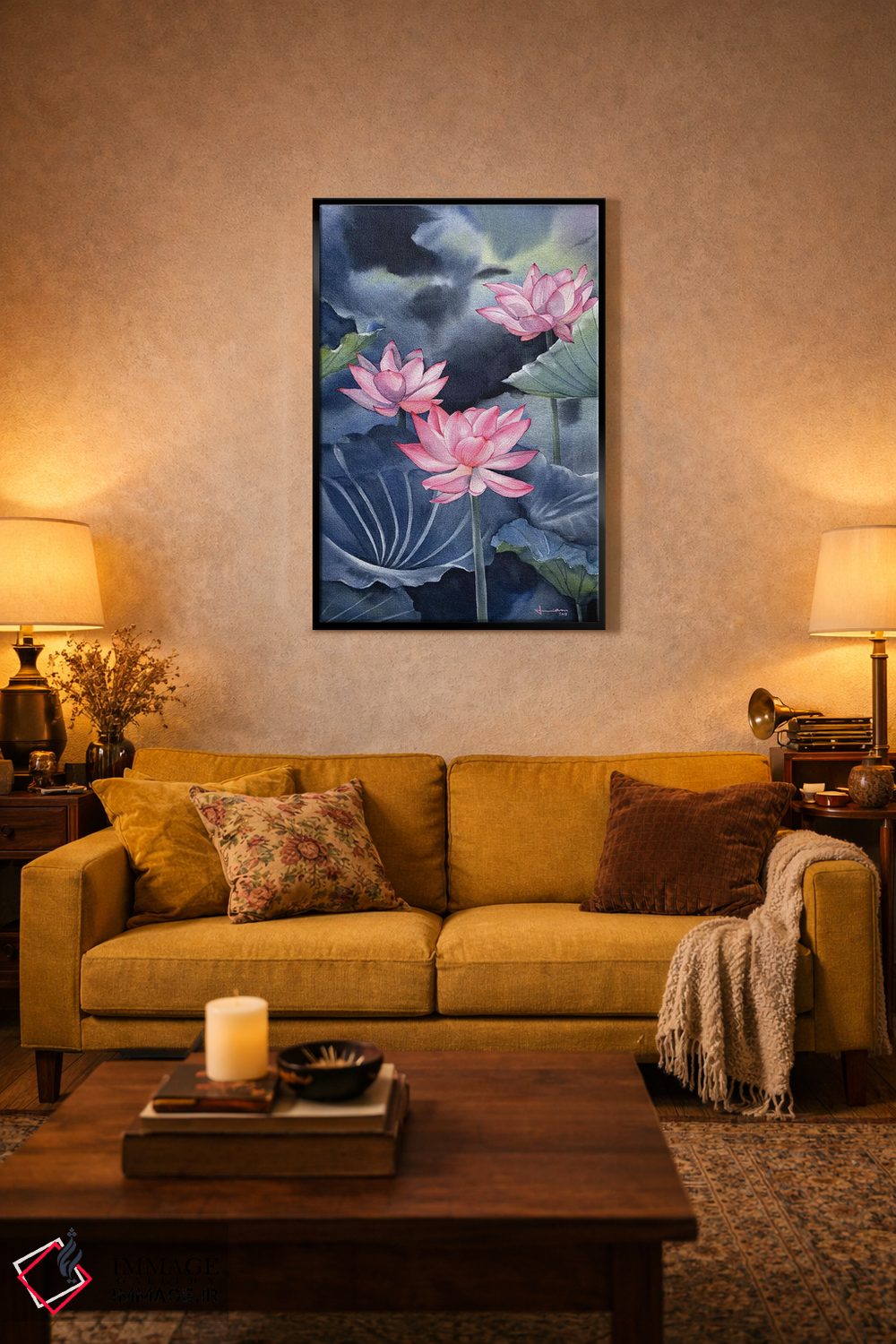 تابلو دکوراتیو نیلوفر آبی ۳ اثر لیام کوموات - D4B