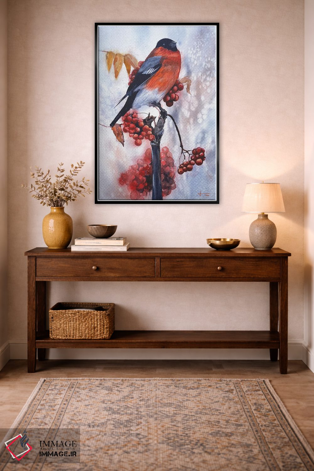 تابلو دکوراتیو سینه سرخ اثر لیام کوموات - D3B