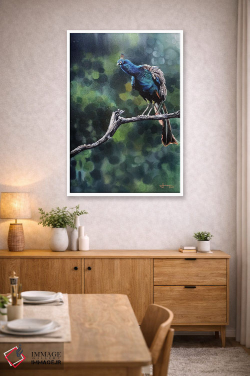 تابلو دکوراتیو طاووس نشسته اثر لیام کوموات - D3W
