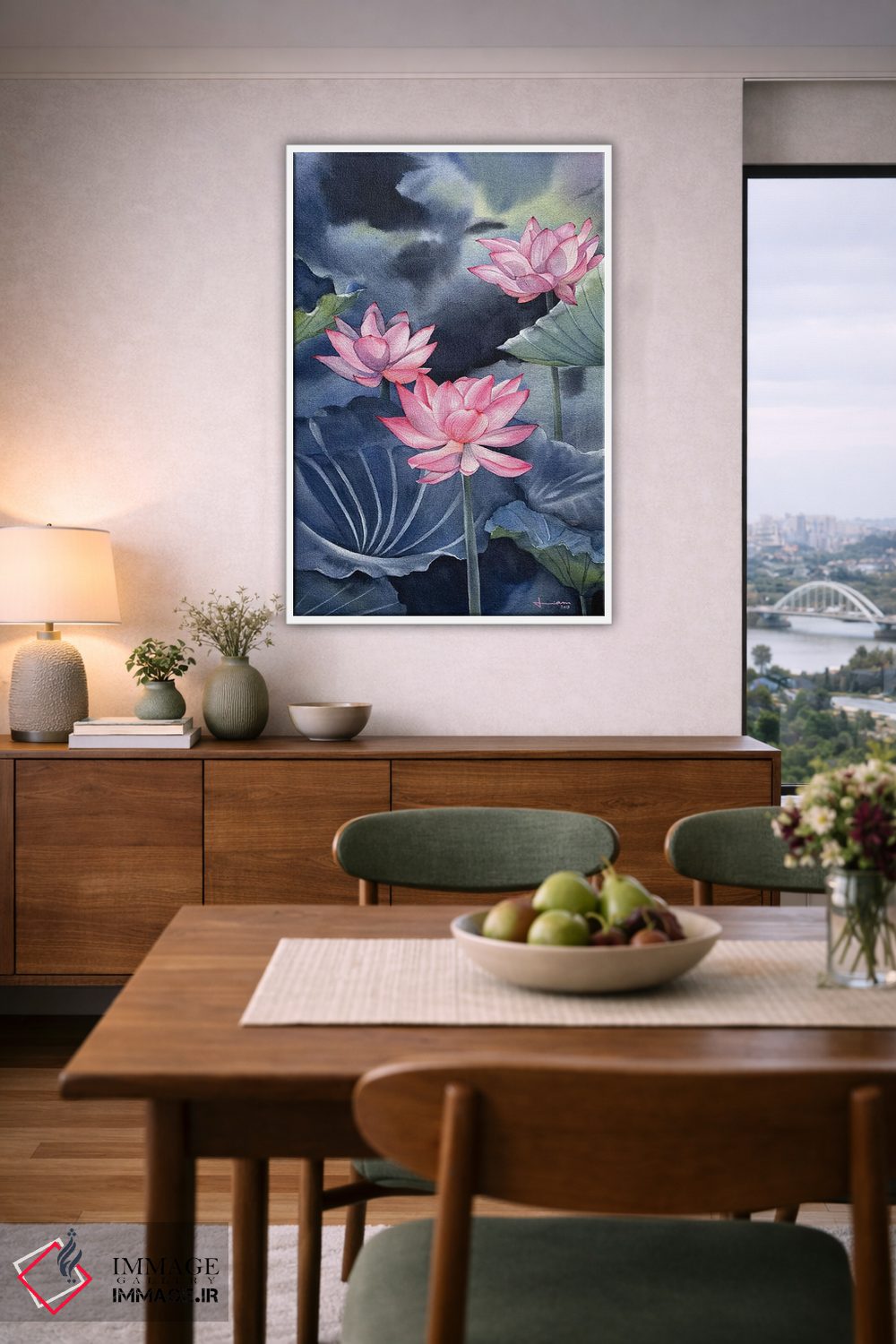 تابلو دکوراتیو نیلوفر آبی ۳ اثر لیام کوموات - D6W