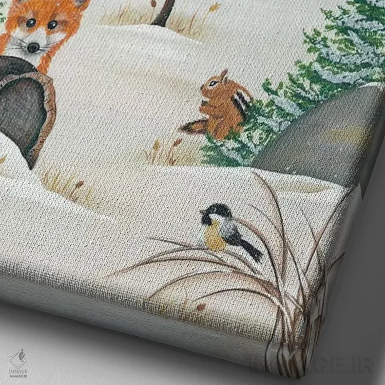 تابلو دکوراتیو جانوران جنگلی اثر لیزا کندی - نمای نزدیک بافت بوم