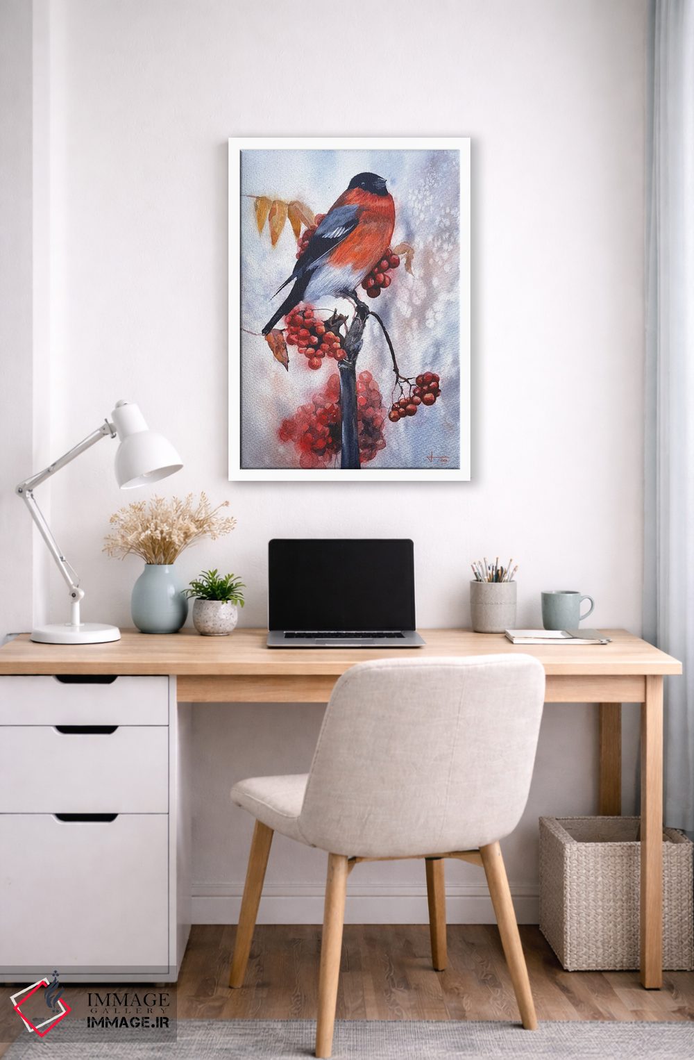 تابلو دکوراتیو سینه سرخ اثر لیام کوموات - D5W