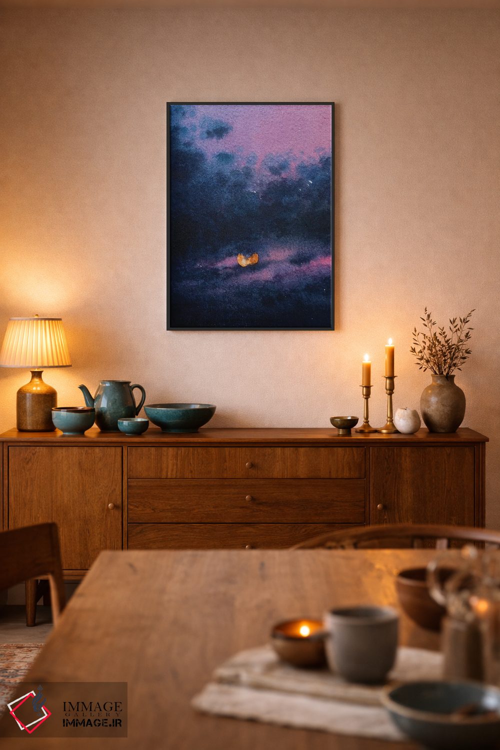 تابلو دکوراتیو خورشید در حال تابش اثر لیام کوموات - D6B