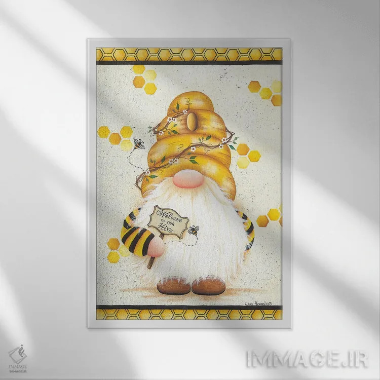 تابلو دکوراتیو به کندوی ما خوش آمدید اثر لیزا کندی - نمای قابدار سفید