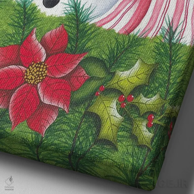 تابلو دکوراتیو آدم برفی و بنت قونسول اثر لیزا کندی - نمای نزدیک بافت بوم