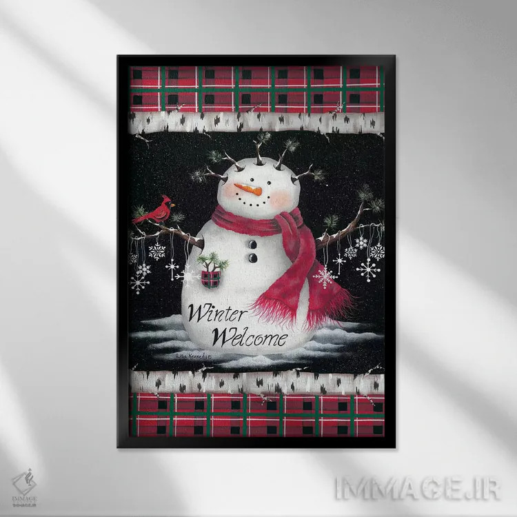 تابلو دکوراتیو خوش آمد زمستانی اثر لیزا کندی - نمای قابدار مشکی