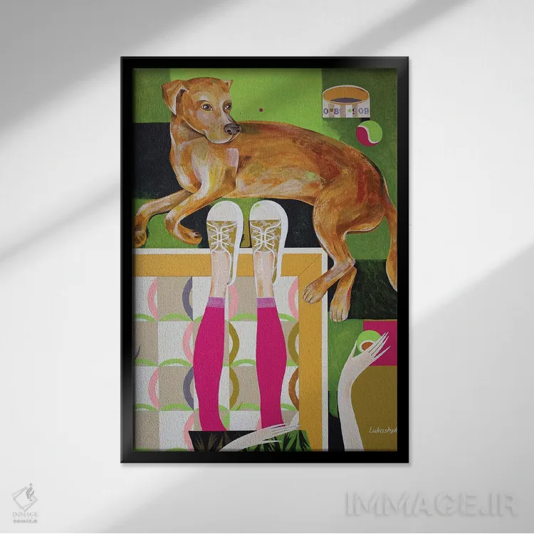 تابلو دکوراتیو پیشم بمان اثر نلی لوکاشیک - نمای قابدار مشکی