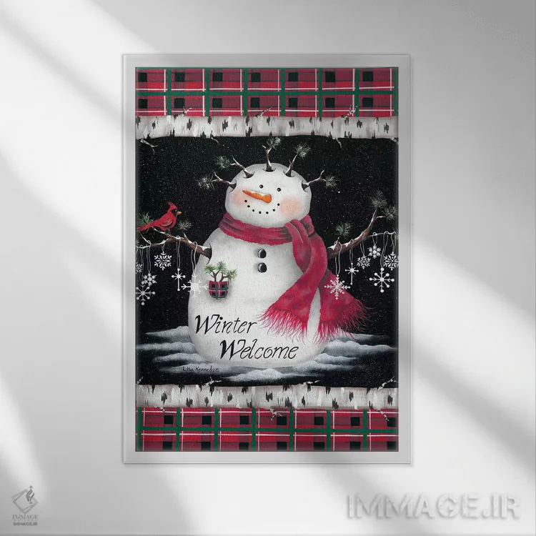 تابلو دکوراتیو خوش آمد زمستانی اثر لیزا کندی - نمای قابدار سفید