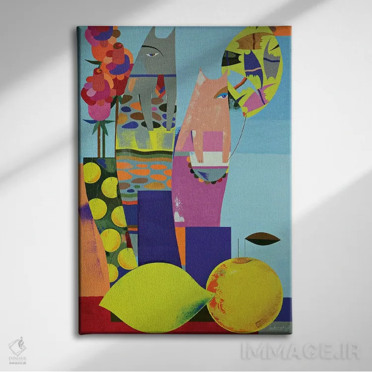 تابلو دکوراتیو خانواده اثر نلی لوکاشیک - نمای روبهرو روی دیوار