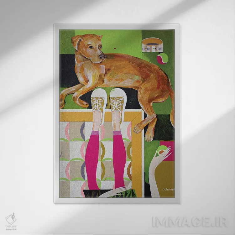 تابلو دکوراتیو پیشم بمان اثر نلی لوکاشیک - نمای قابدار سفید