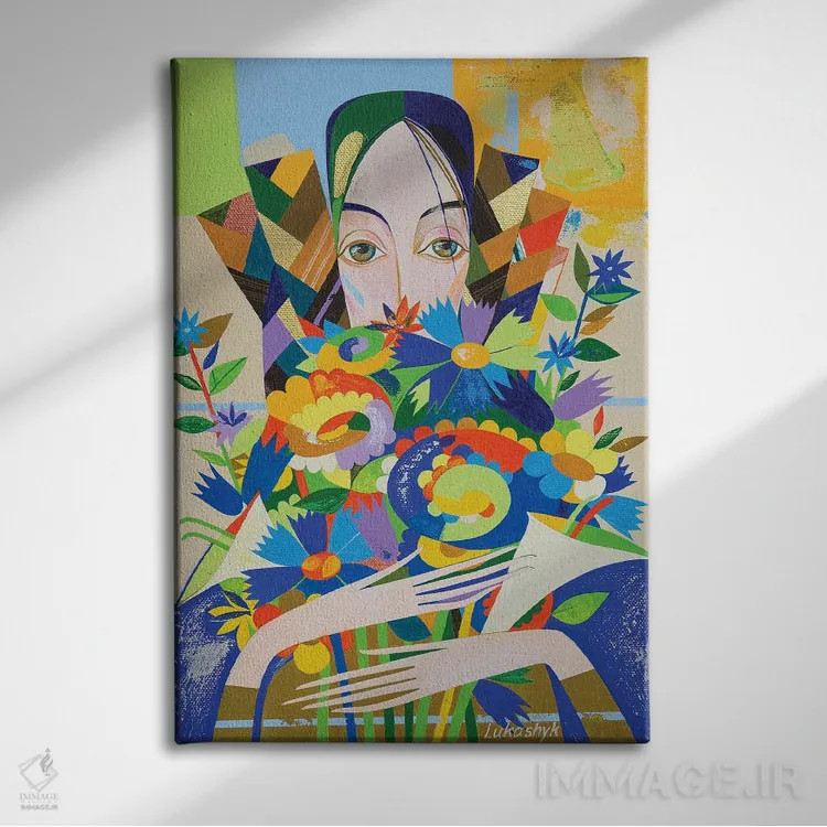 تابلو دکوراتیو گل هایی برای کلودیا اثر نلی لوکاشیک - نمای روبهرو روی دیوار