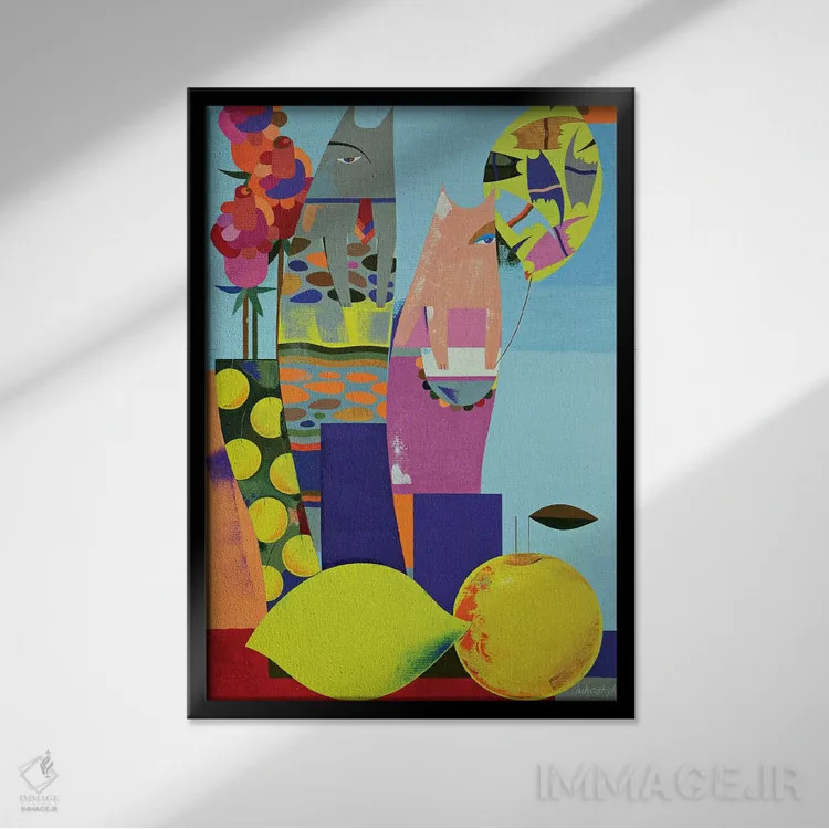 تابلو دکوراتیو خانواده اثر نلی لوکاشیک - نمای قابدار مشکی