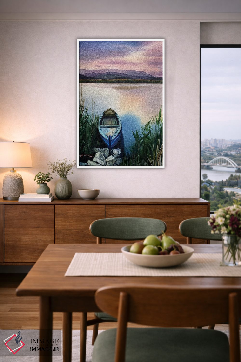 تابلو دکوراتیو قایق در مه آبی اثر لیام کوموات - D6W