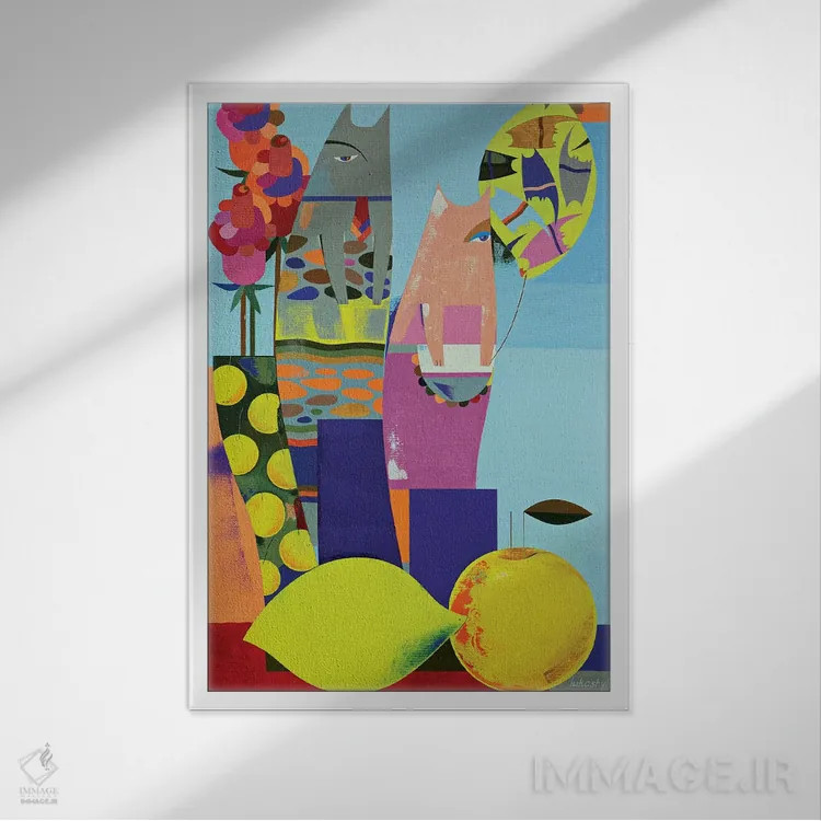 تابلو دکوراتیو خانواده اثر نلی لوکاشیک - نمای قابدار سفید