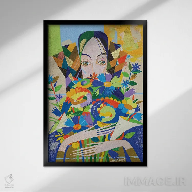 تابلو دکوراتیو گل هایی برای کلودیا اثر نلی لوکاشیک - نمای قابدار مشکی