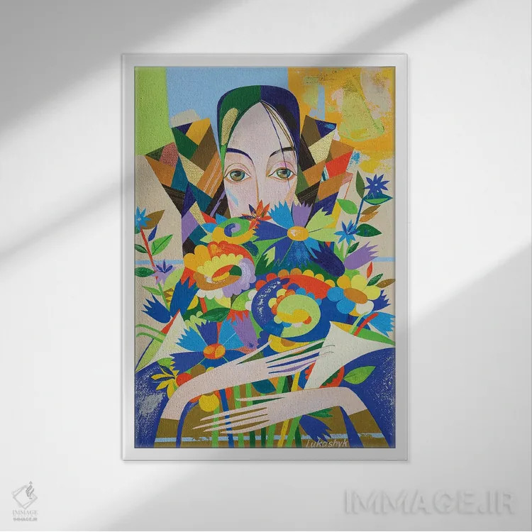 تابلو دکوراتیو گل هایی برای کلودیا اثر نلی لوکاشیک - نمای قابدار سفید