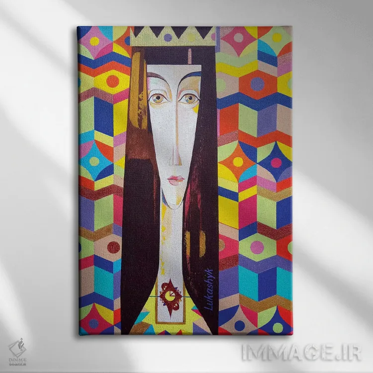 تابلو انتزاعی روگندا اثر نلی لوکاشیک - نمای روبهرو روی دیوار