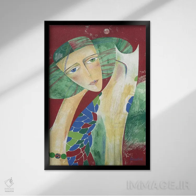 تابلو دکوراتیو مهره های ماه اثر نلی لوکاشیک - نمای قابدار مشکی