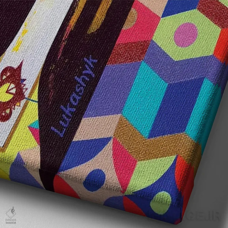 تابلو انتزاعی روگندا اثر نلی لوکاشیک - نمای نزدیک بافت بوم