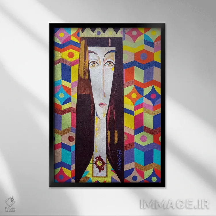 تابلو انتزاعی روگندا اثر نلی لوکاشیک - نمای قابدار مشکی