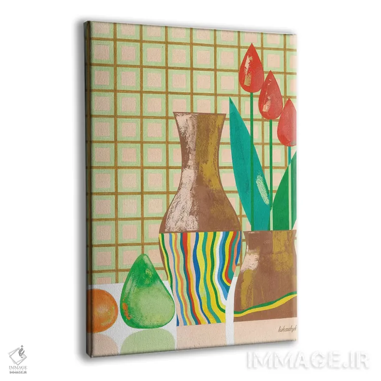 تابلو انتزاعی طبیعت بی جان با نارنگی اثر نلی لوکاشیک - نمای پرسپکتیو محصول