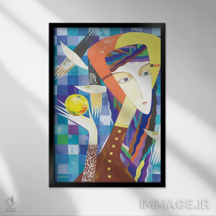 تابلو انتزاعی آواز بهار اثر نلی لوکاشیک - نمای قابدار مشکی