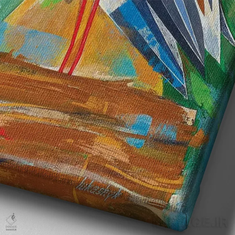 تابلو انتزاعی لک لک ها اثر نلی لوکاشیک - نمای نزدیک بافت بوم