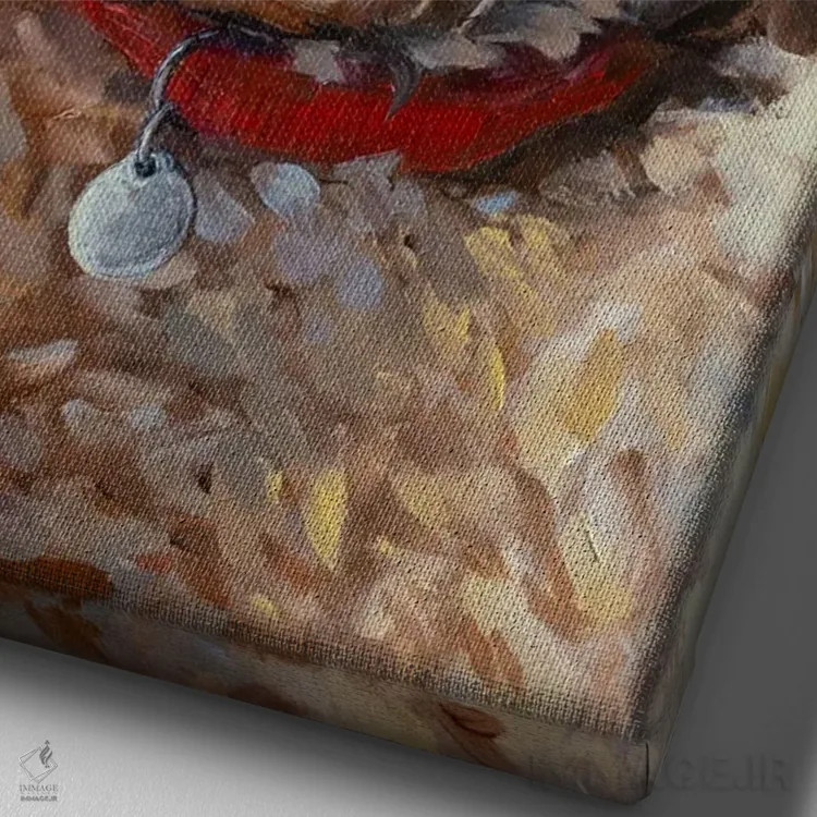 تابلو دکوراتیو گلدندودل اثر لینزی کیوی - نمای نزدیک بافت بوم