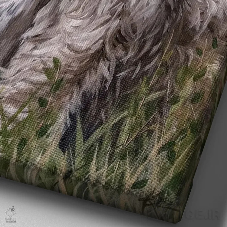 تابلو دکوراتیو پوینتر مو سیمی آلمانی اثر لینزی کیوی - نمای نزدیک بافت بوم