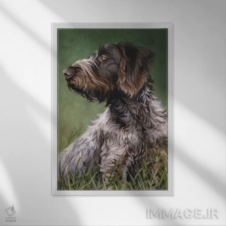 تابلو دکوراتیو پوینتر مو سیمی آلمانی اثر لینزی کیوی - نمای قابدار سفید