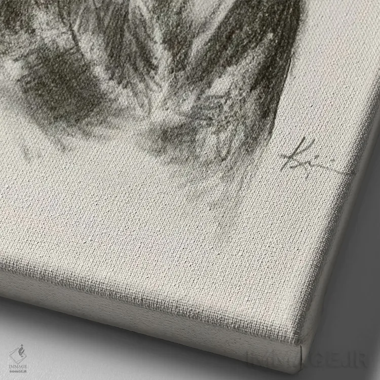 تابلو دکوراتیو طرح اسکچ لابرادور رتریور ۳ اثر لینزی کیوی - نمای نزدیک بافت بوم