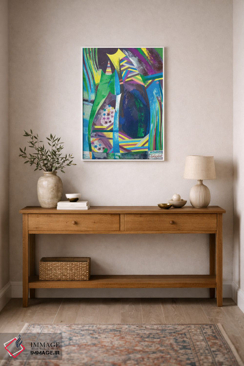 تابلو انتزاعی سه نفر در آتش بازی کریسمس اثر نلی لوکاشیک - D1W