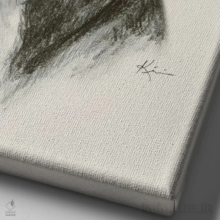 تابلو دکوراتیو طرح اسکچ بوستون تریر اثر لینزی کیوی - نمای نزدیک بافت بوم