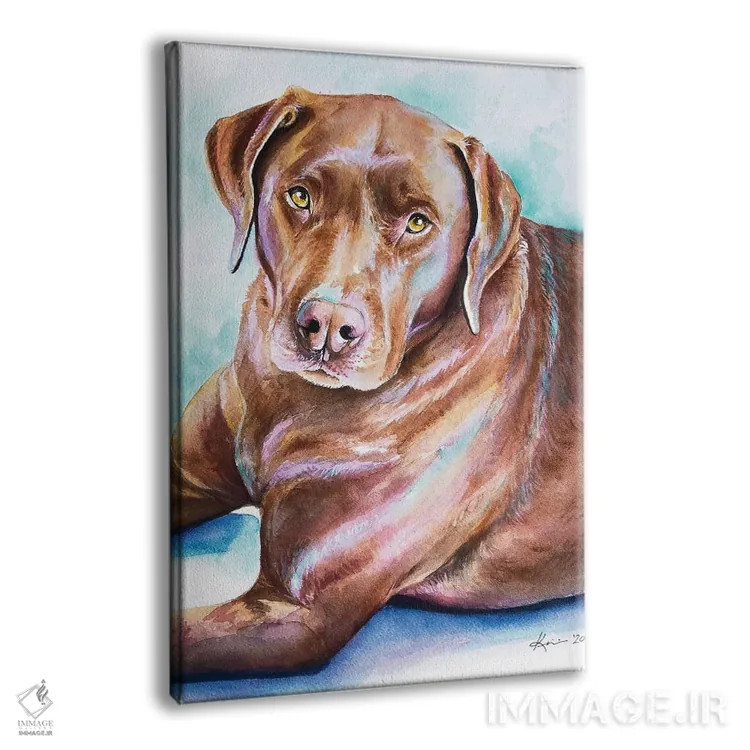 تابلو دکوراتیو لابرادور شکلاتی اثر لینزی کیوی - نمای پرسپکتیو محصول