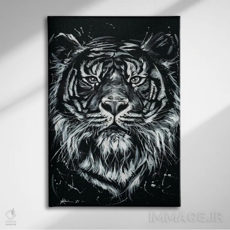 تابلو دکوراتیو ببر اثر لینزی کیوی - نمای روبهرو روی دیوار