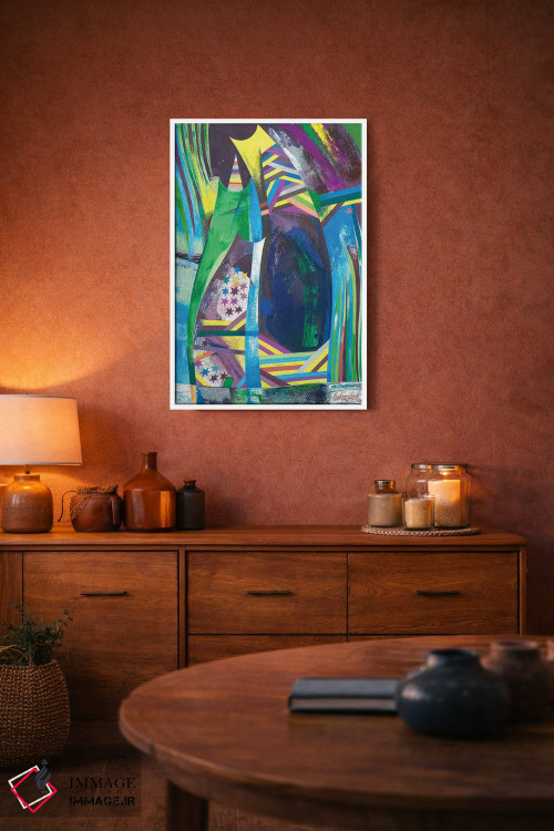 تابلو انتزاعی سه نفر در آتش بازی کریسمس اثر نلی لوکاشیک - D2W