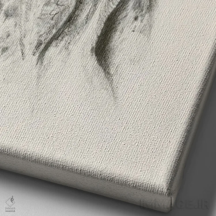 تابلو دکوراتیو طرح اسکچ پوینتر موکوتاه آلمانی اثر لینزی کیوی - نمای نزدیک بافت بوم