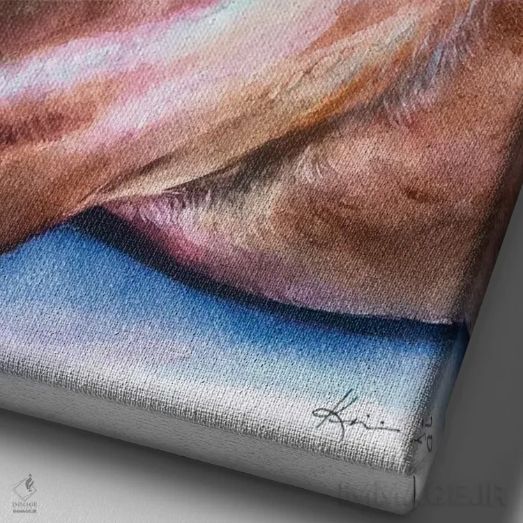 تابلو دکوراتیو لابرادور شکلاتی اثر لینزی کیوی - نمای نزدیک بافت بوم