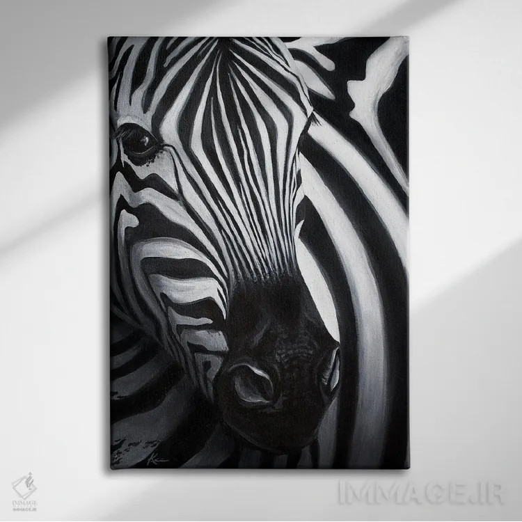 تابلو دکوراتیو گورخر اثر لینزی کیوی - نمای روبهرو روی دیوار