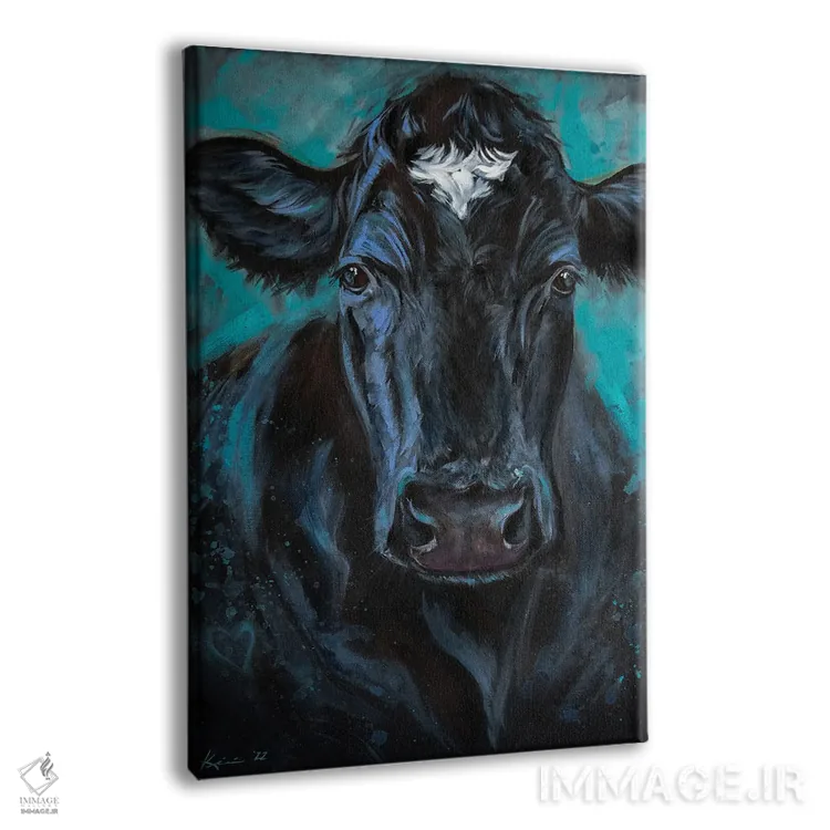 تابلو دکوراتیو گاو سیاه اثر لینزی کیوی - نمای پرسپکتیو محصول