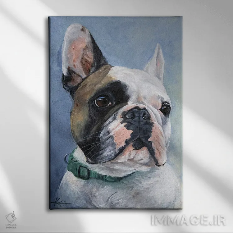 تابلو دکوراتیو بولداگ فرانسوی پایدار اثر لینزی کیوی - نمای روبهرو روی دیوار