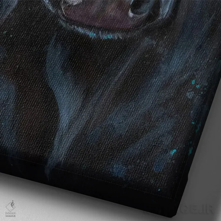 تابلو دکوراتیو گاو سیاه اثر لینزی کیوی - نمای نزدیک بافت بوم