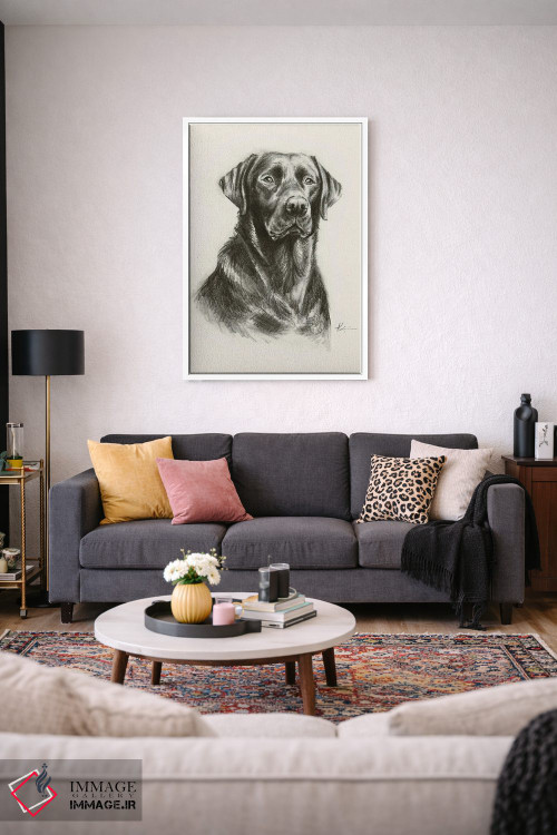 تابلو دکوراتیو طرح اسکچ لابرادور رتریور ۳ اثر لینزی کیوی - D2W