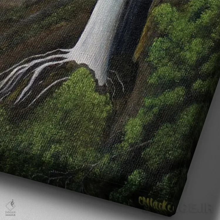 تابلو دکوراتیو چشمه های جاری اثر شریل میلر لکی - نمای نزدیک بافت بوم