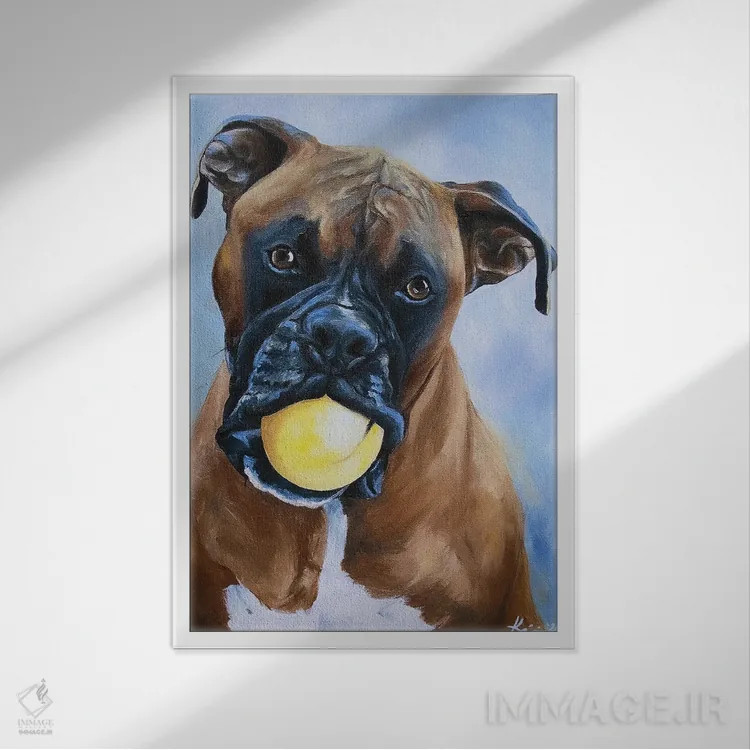 تابلو دکوراتیو باکسر اثر لینزی کیوی - نمای قابدار سفید