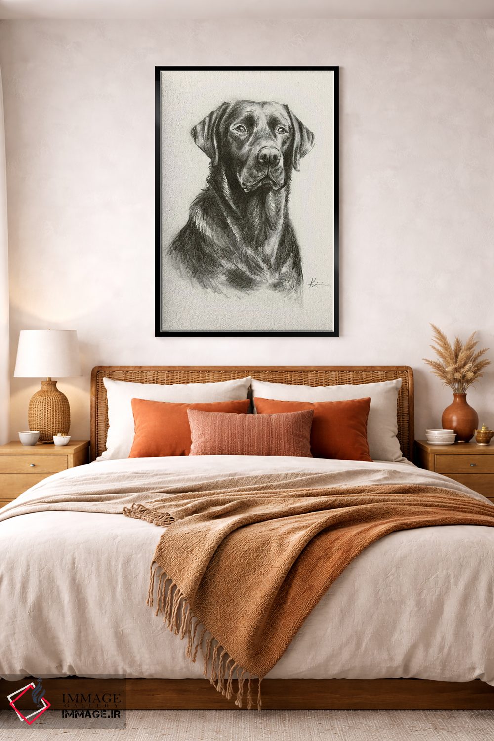 تابلو دکوراتیو طرح اسکچ لابرادور رتریور ۳ اثر لینزی کیوی - D4B